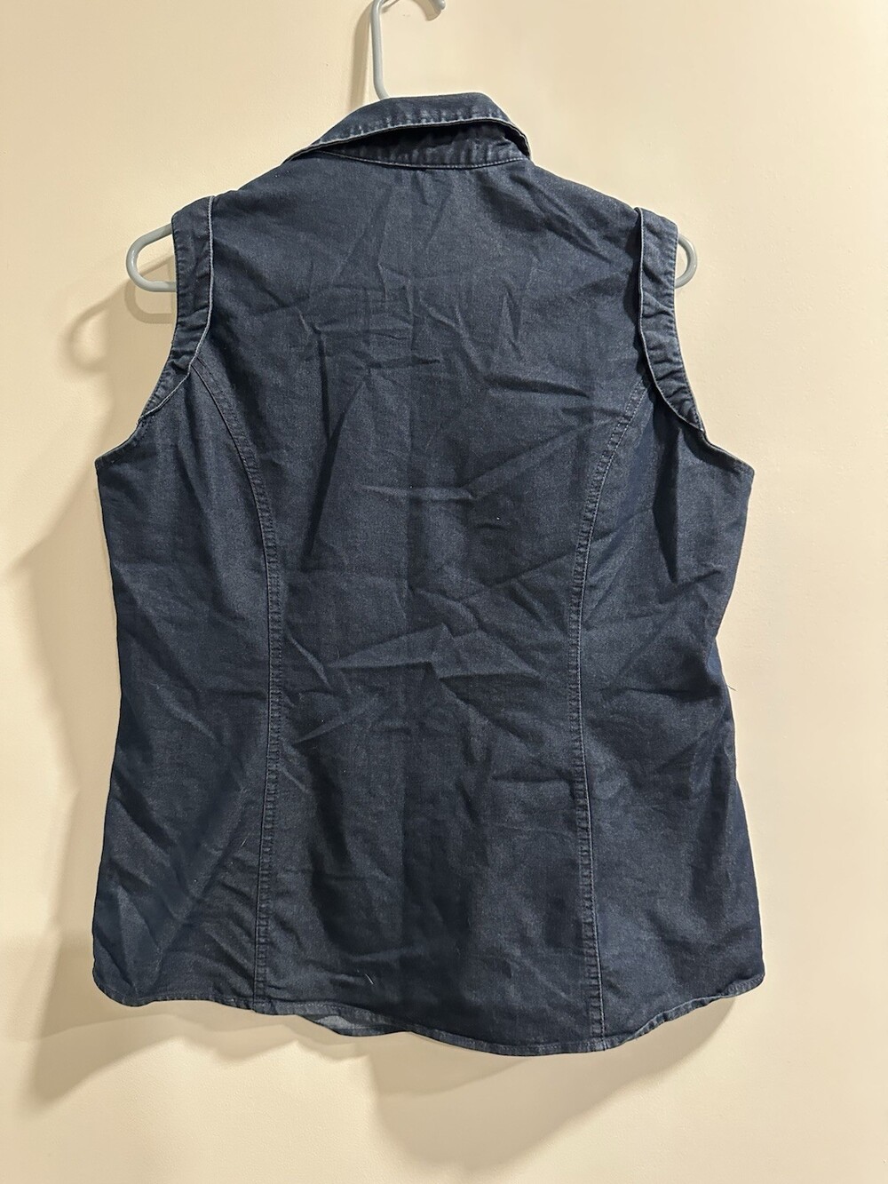 Point Zero Express Design Studio Blue Denim sleeveless pockets tank Size XL - Picture 2 of 8